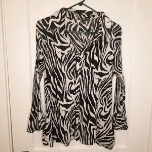 Plus Size Zebra Print Button Down Blouse Size 2X